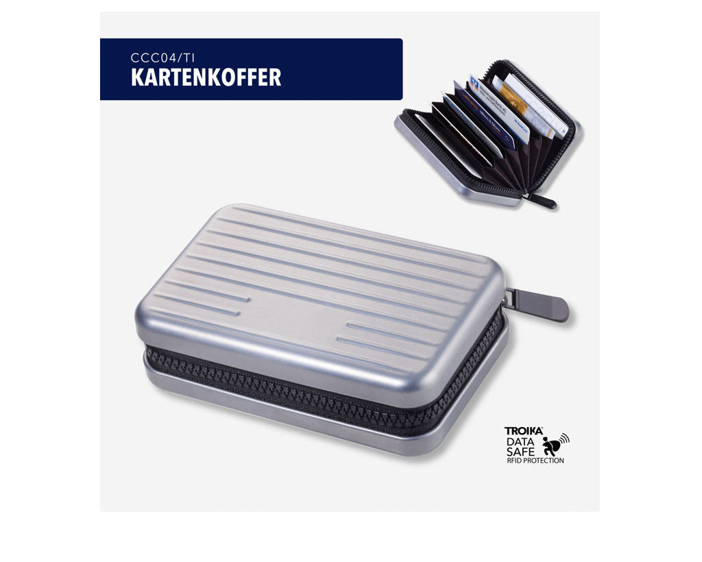 TROIKA Card Case Kartenkoffer Titanium – CCC04/TI in two perspectives