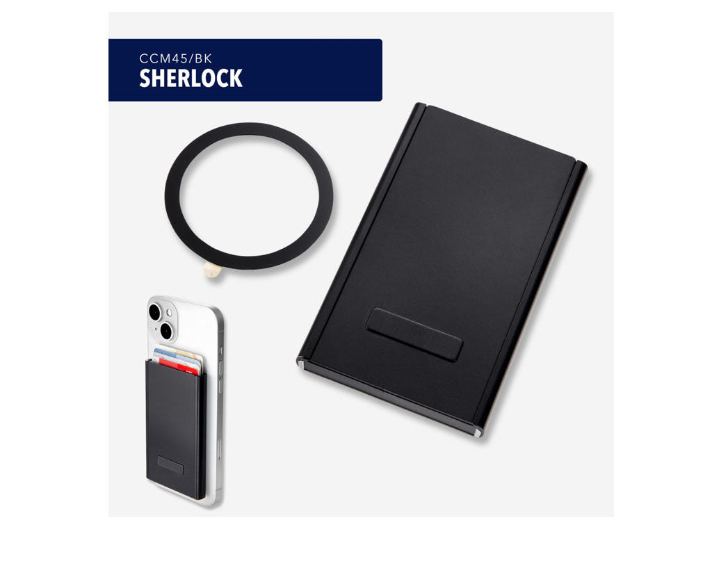TROIKA Card Case Sherlock Black – CCM45/BK, with MagSafe and data safe, different perspectives