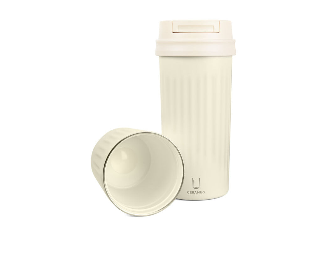 TROIKA Ceramic Mug Ceramug 300 White – CUP31/WH standing and laying down