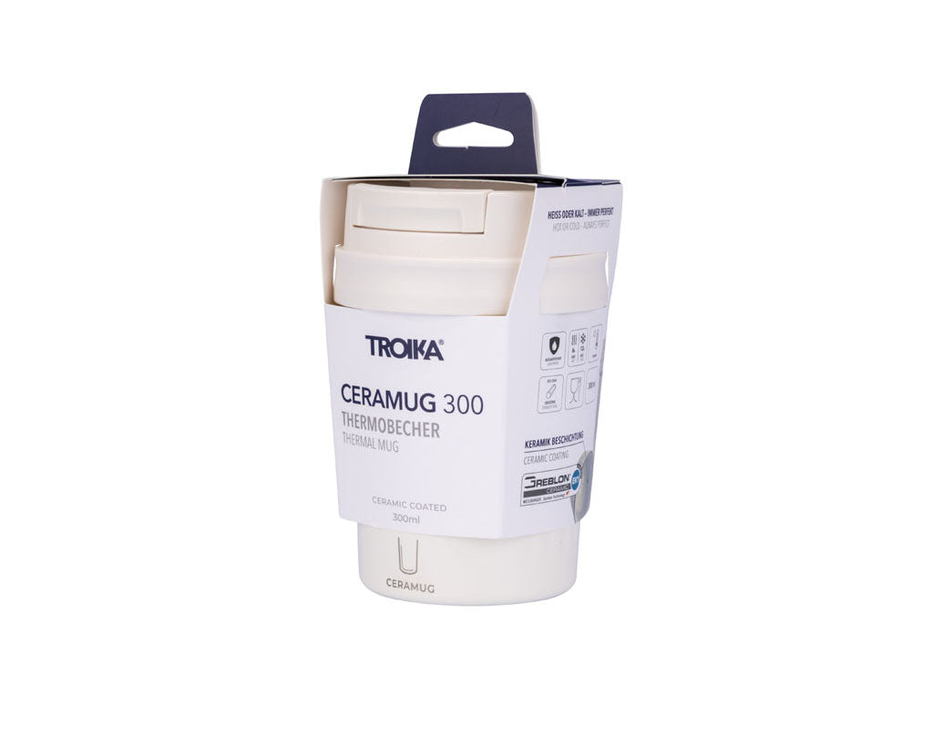 TROIKA Ceramic Mug Ceramug 300 White – CUP31/WH with product packaging