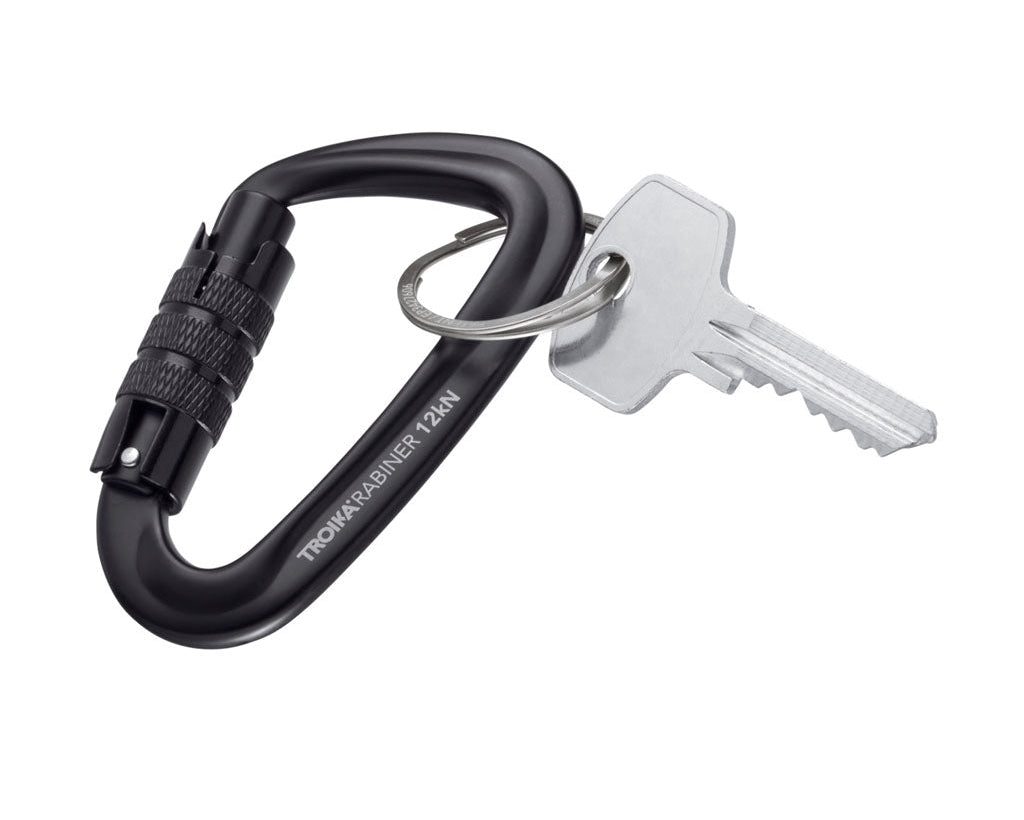 TROIKA Keychain Troikarabiner Black – KAR12/BK with attached key