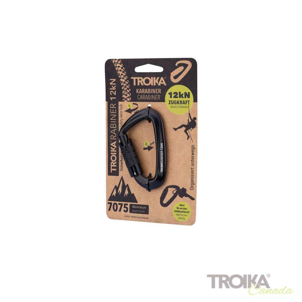 TROIKA Keychain Troikarabiner Black – KAR12/BK with packaging