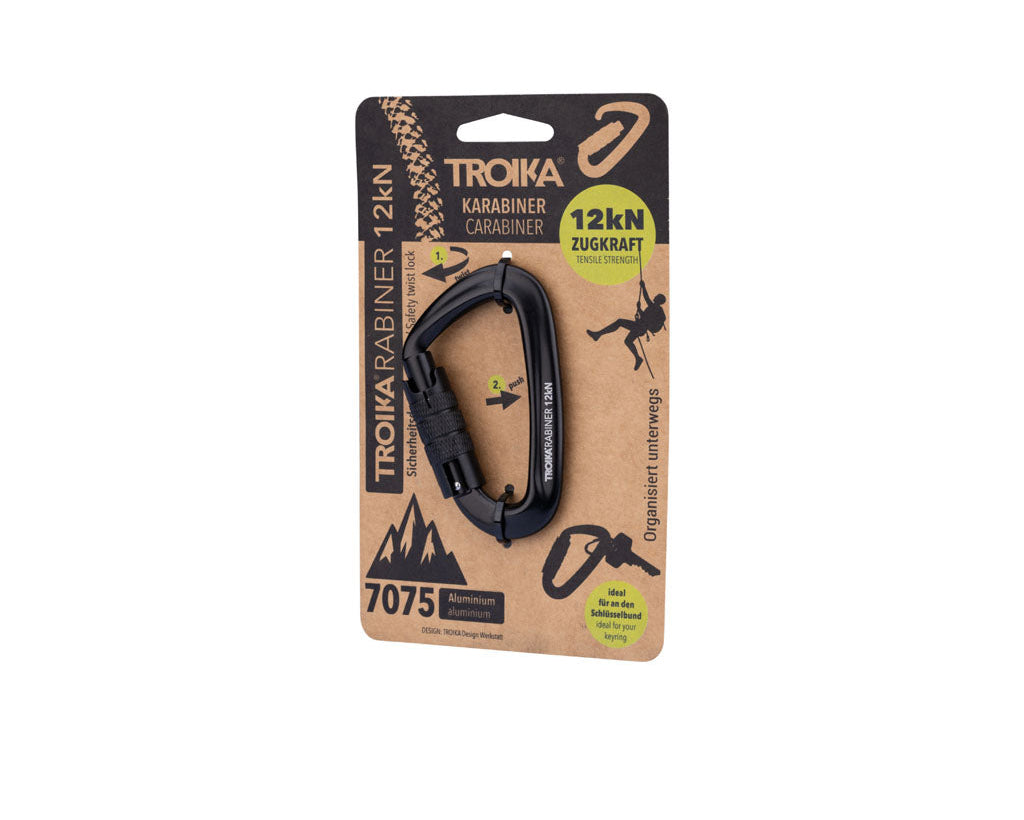 TROIKA Keychain Troikarabiner Black – KAR12/BK with packaging