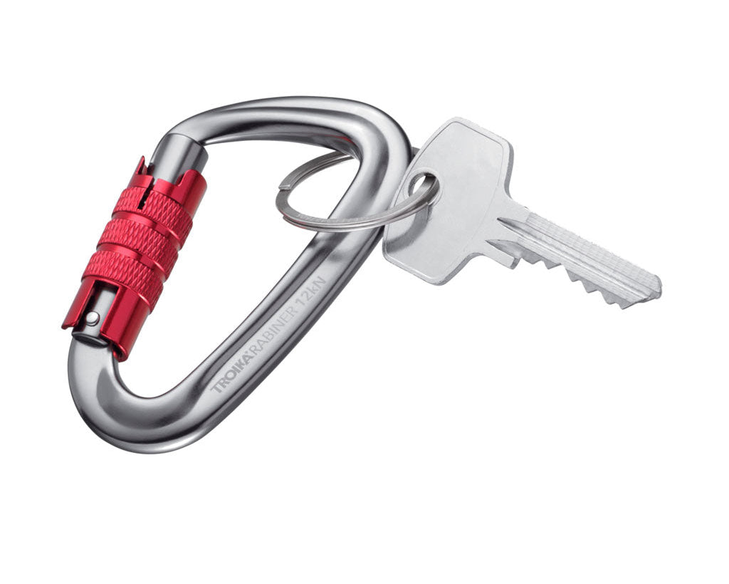 TROIKA Carabiner Troikarabiner Red – KAR12/RD with attached key
