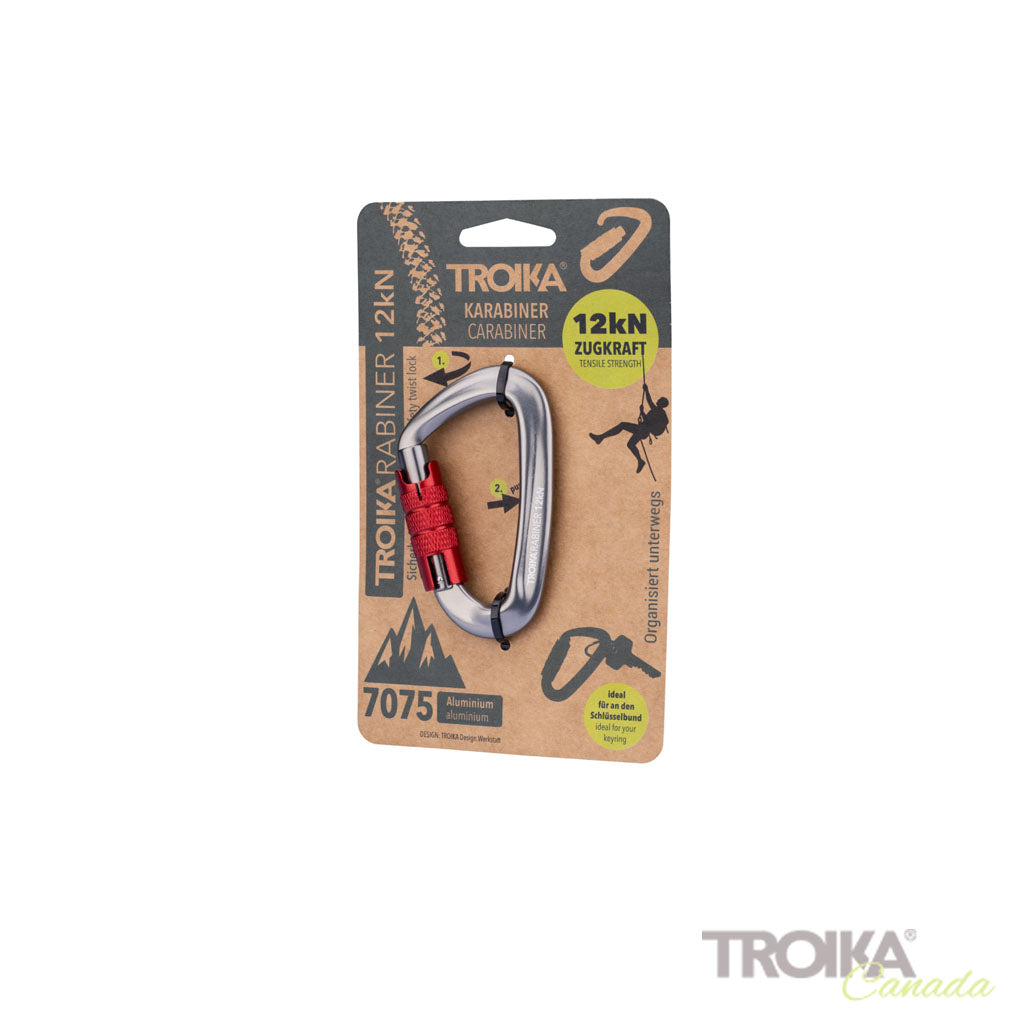 TROIKA Carabiner Troikarabiner Red – KAR12/RD with packaging