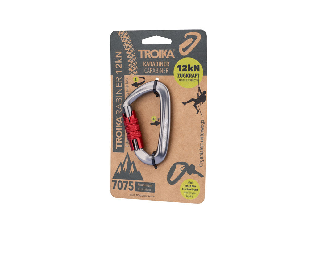 TROIKA Carabiner Troikarabiner Red – KAR12/RD with packaging