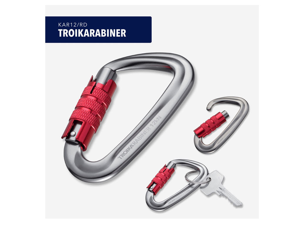 TROIKA Carabiner Troikarabiner Red – KAR12/RD in different perspectives
