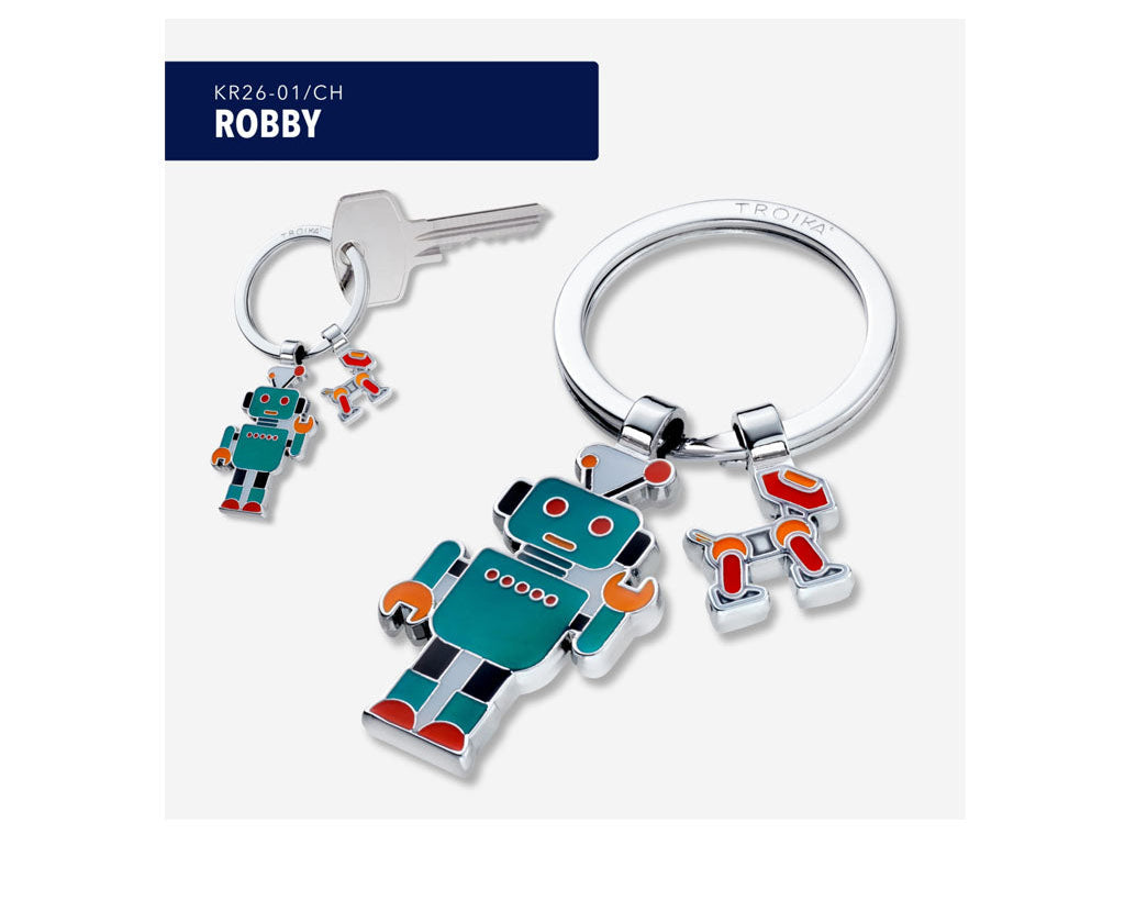 TROIKA Keychain Robby Chrome – KR26-01/CH with and without key