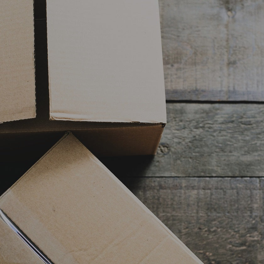 shipping boxes on floor