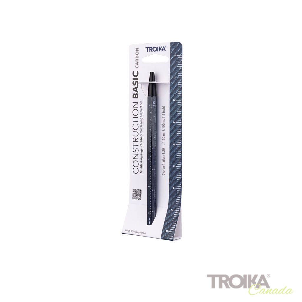 TROIKA Multitasking Ballpoint Pen Construction Basic Carbon – PES40/CB with Packaging