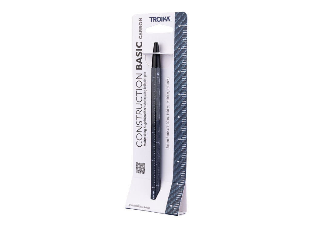 TROIKA Multitasking Ballpoint Pen Construction Basic Carbon – PES40/CB with Packaging