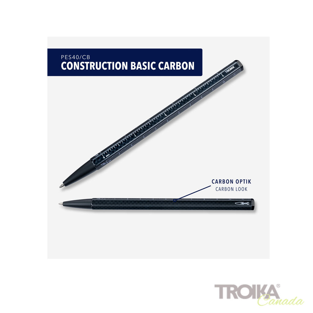 TROIKA Multitasking Ballpoint Pen Construction Basic Carbon – PES40/CB in different perspectives