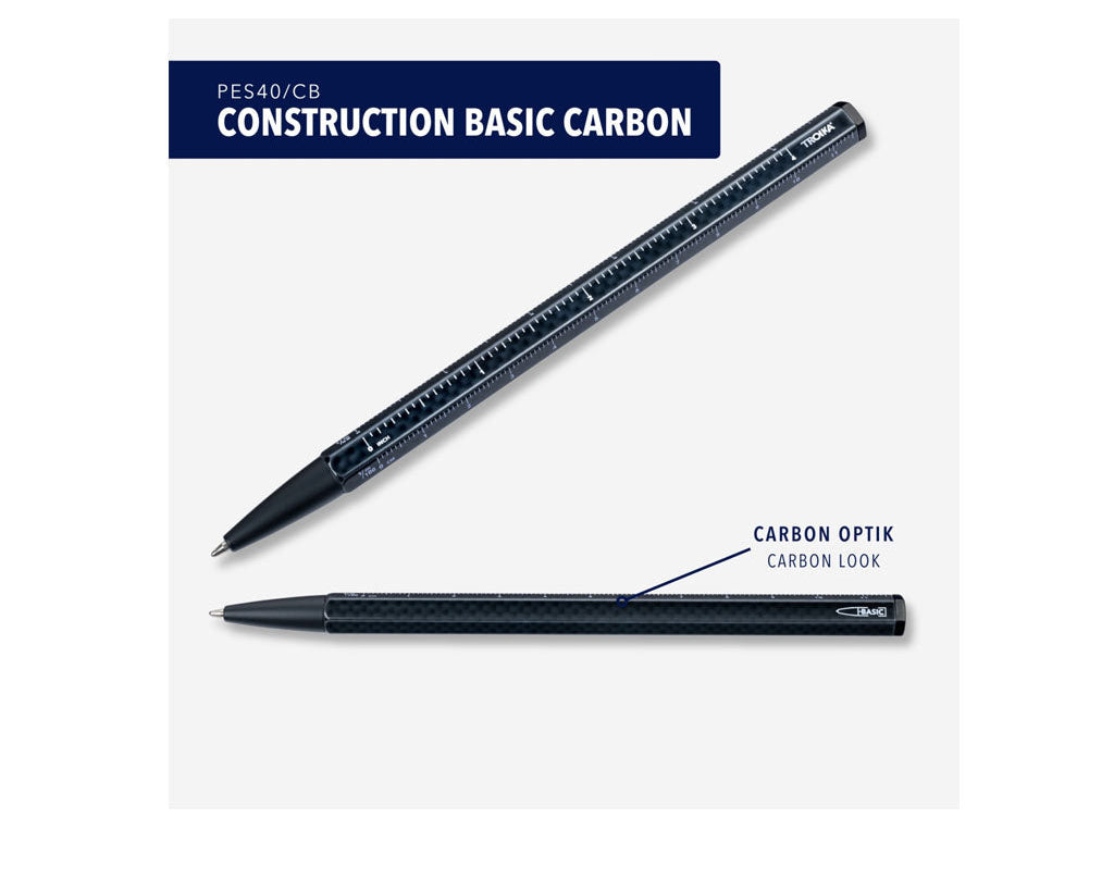 TROIKA Multitasking Ballpoint Pen Construction Basic Carbon – PES40/CB in different perspectives