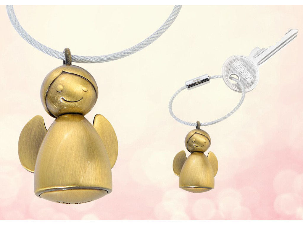 TROIKA Keychain "ANGELINA" big and small golden angel keyring
