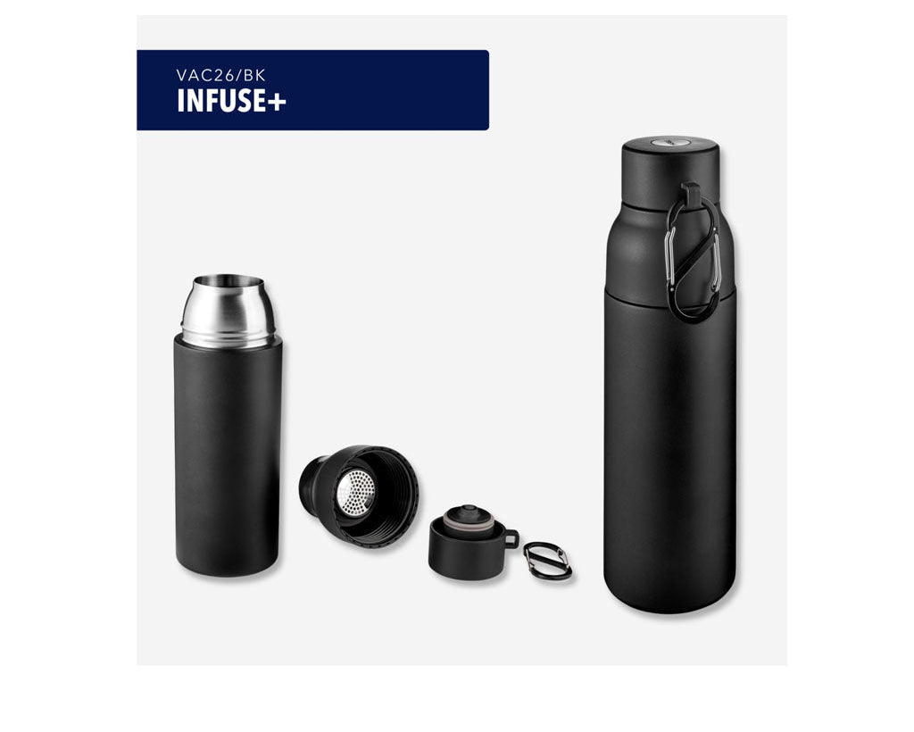 TROIKA Vacuum Flask Infuse+ Black – VAC26/BK with leak-proof lid