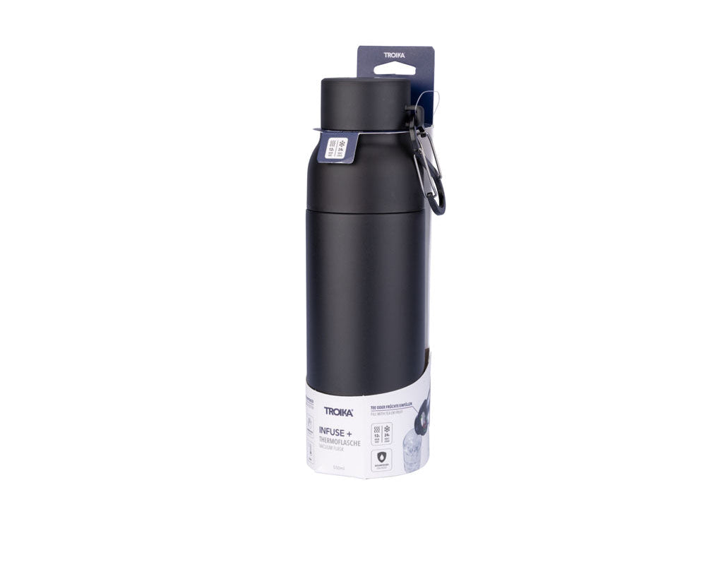 TROIKA Vacuum Flask Infuse+ Black – VAC26/BK with packaging