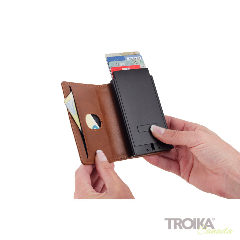 TROIKA Card Case Sherlock Home Brown – WAL45/BR, in the hand