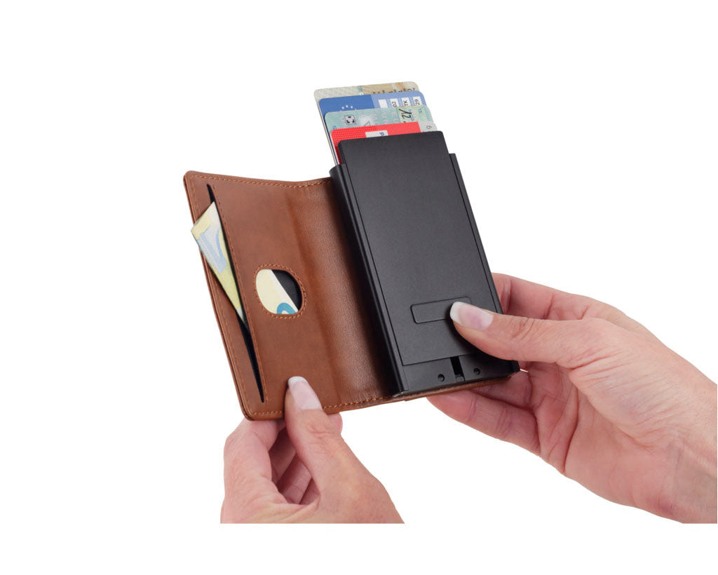 TROIKA Card Case Sherlock Home Brown – WAL45/BR, in the hand