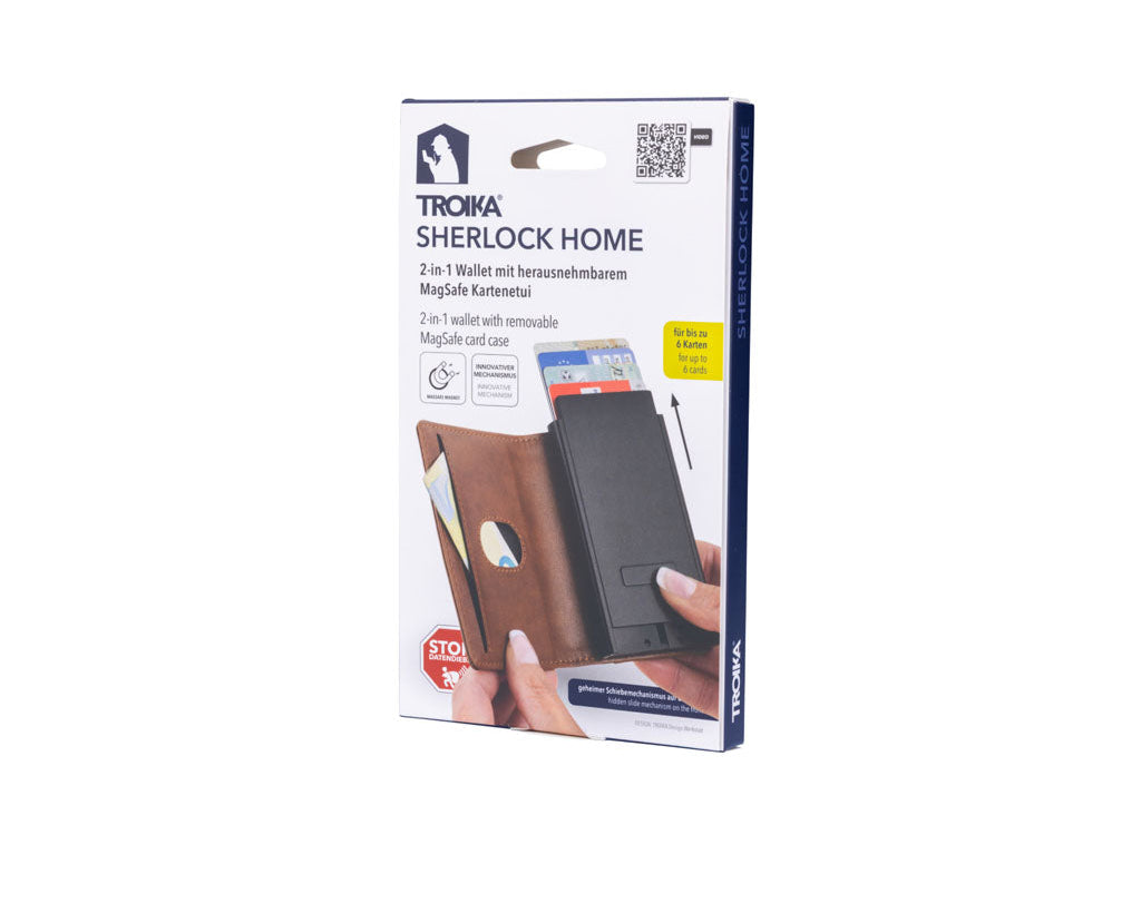 TROIKA Card Case Sherlock Home Brown – WAL45/BR, with packaging