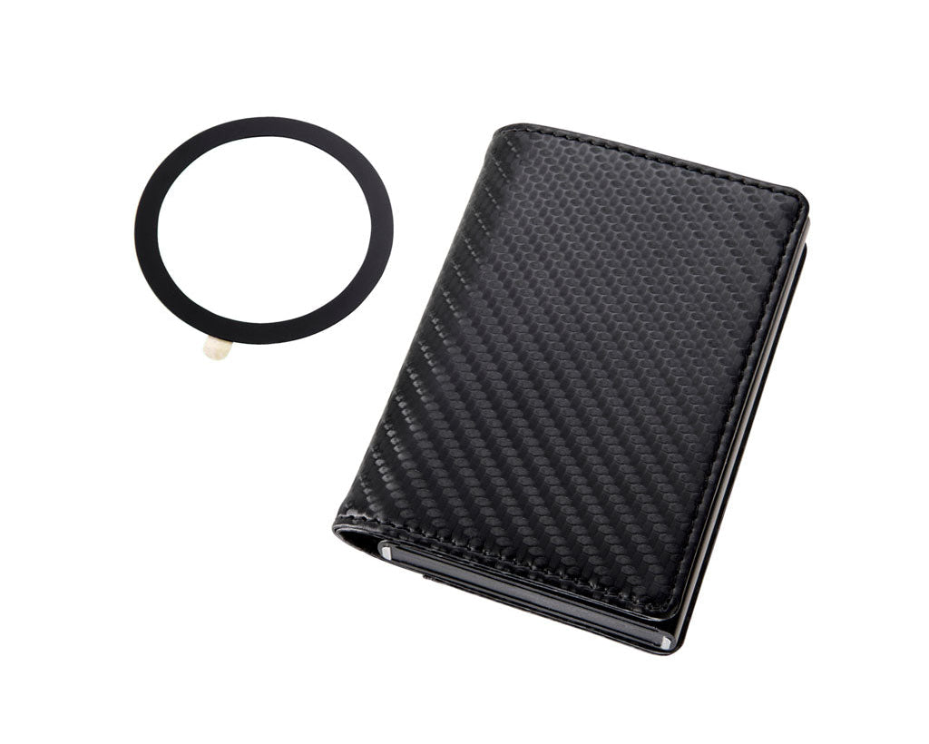 TROIKA Card Case Sherlock Home Carbon Optic – WAL45/CB, with Data Safe, attachment to phone