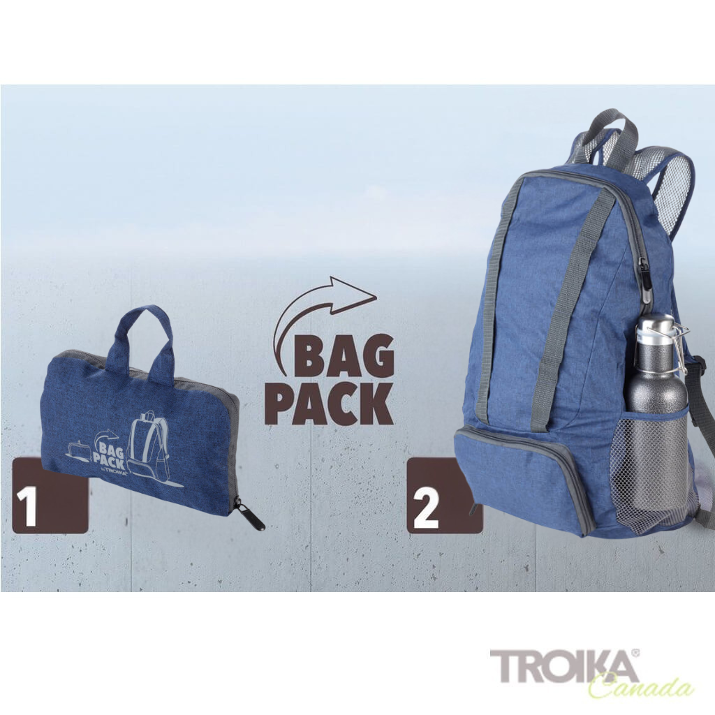 Troika Bagpack folded and unfolded