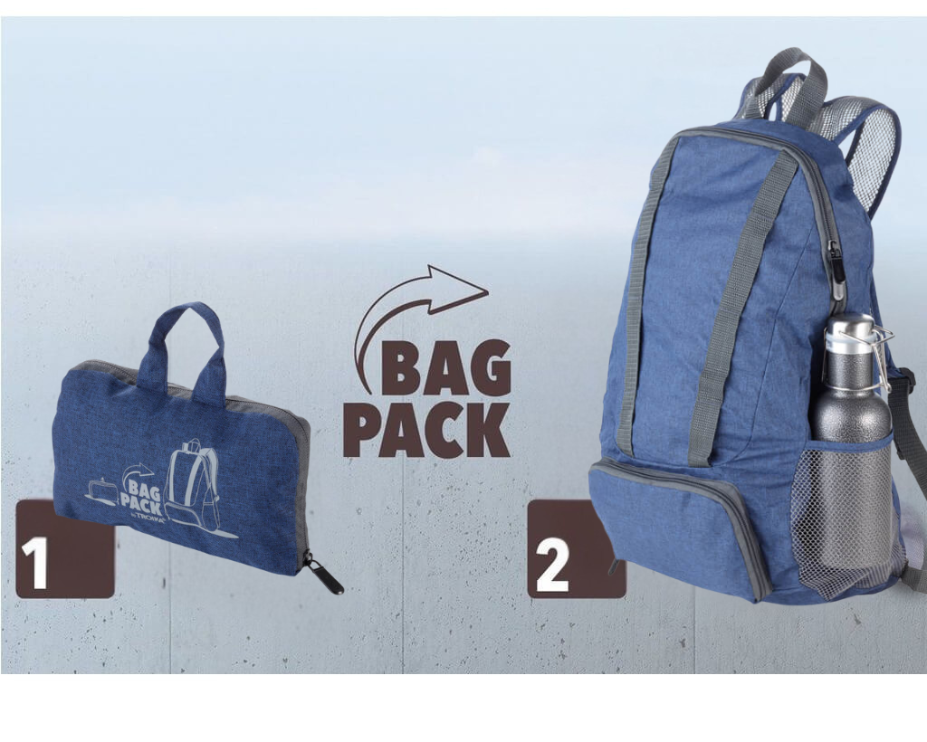 Troika Bagpack folded and unfolded