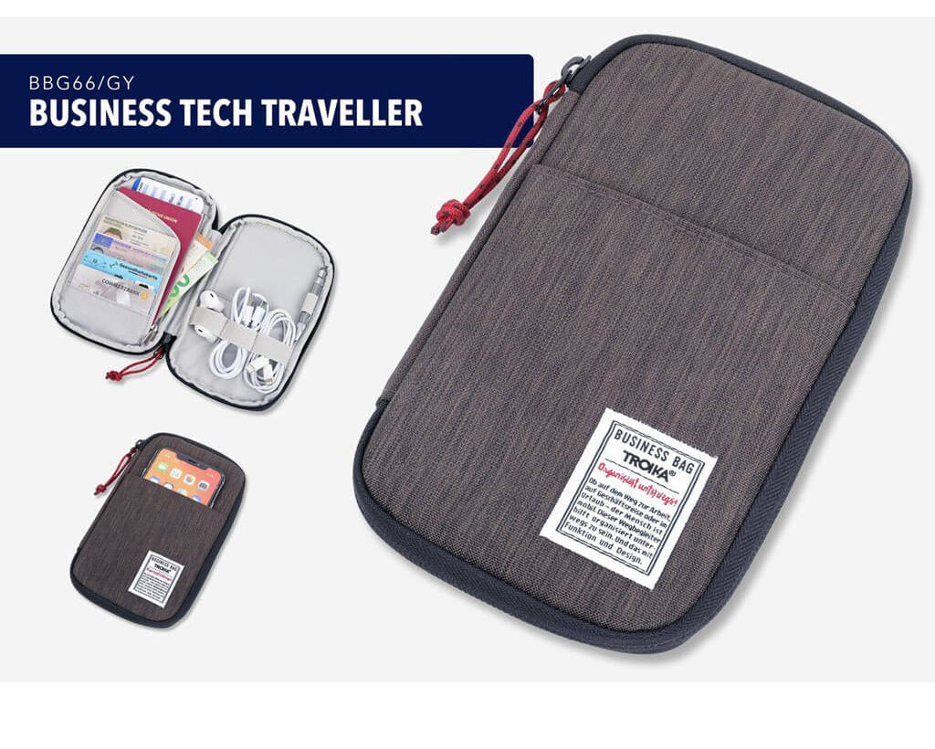 TROIKA Smart Traveller Business Tech Traveller Grey – BBG66/GY in different perspectives