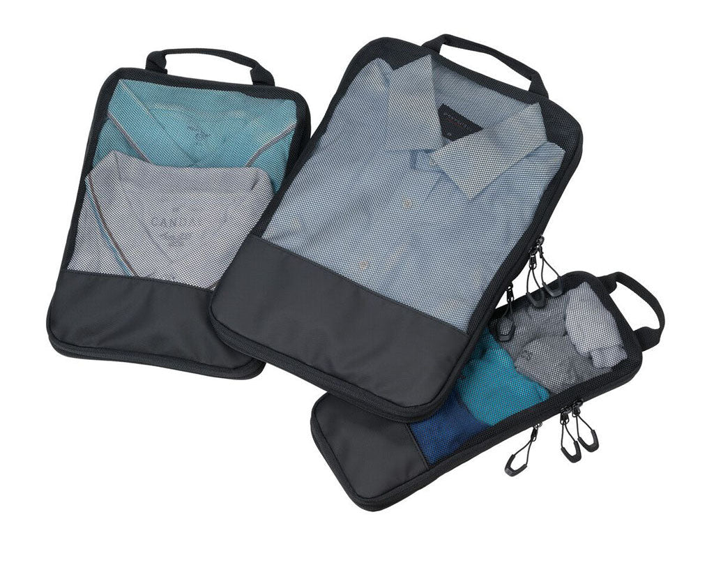Set of travel compression packing cubes "TROIKA BLACK PACKING CUBES"