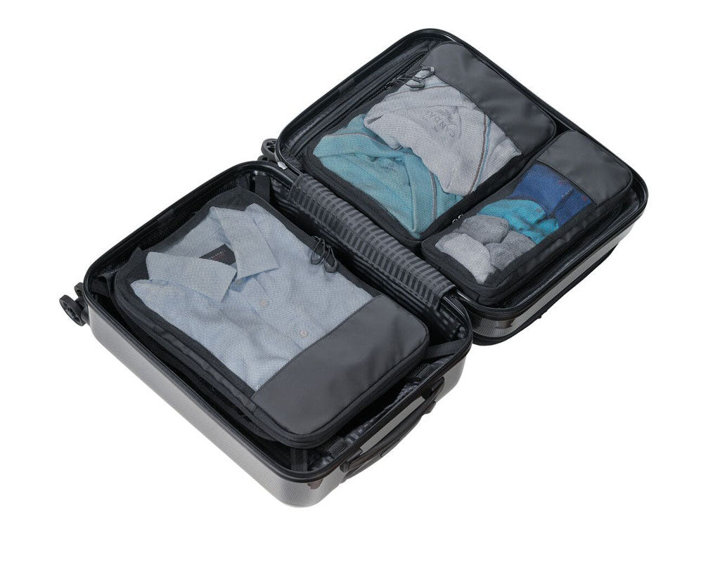 Set of travel compression packing cubes "TROIKA BLACK PACKING CUBES"