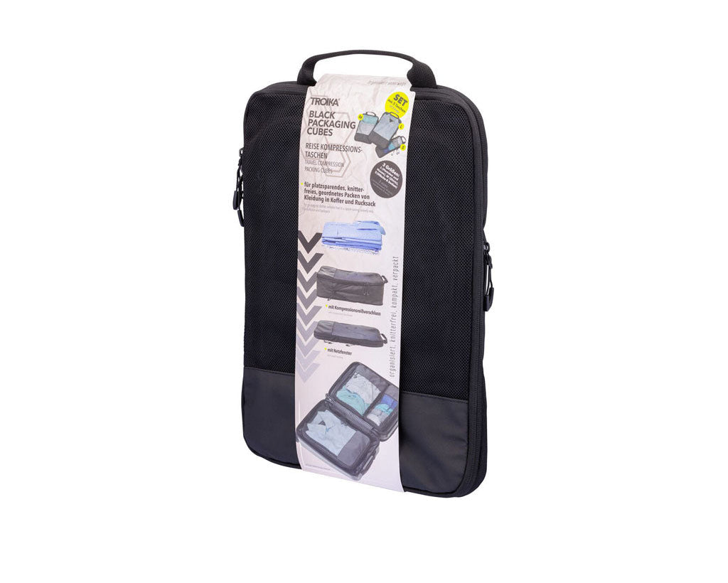 Set of travel compression packing cubes "TROIKA BLACK PACKING CUBES"