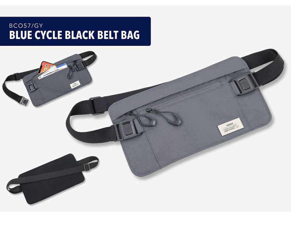 TROIKA Belt Bag Blue Cycle Belt Bag Grey – BCO57/GY in grey in different perspectives