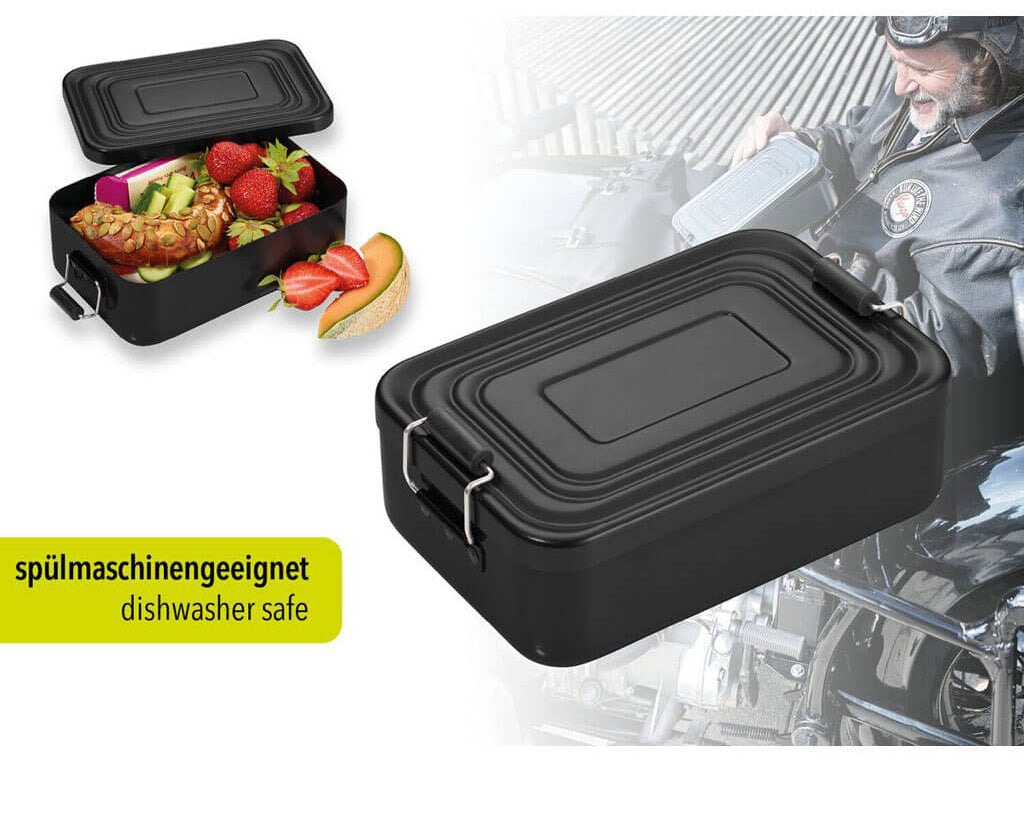 TROIKA Lunchbox Troika Black Box – BOX82/BK open and closed