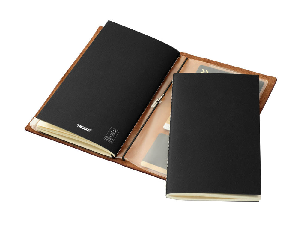 TROIKA Travel Journal Brown – BTJ25/BR showing inlays