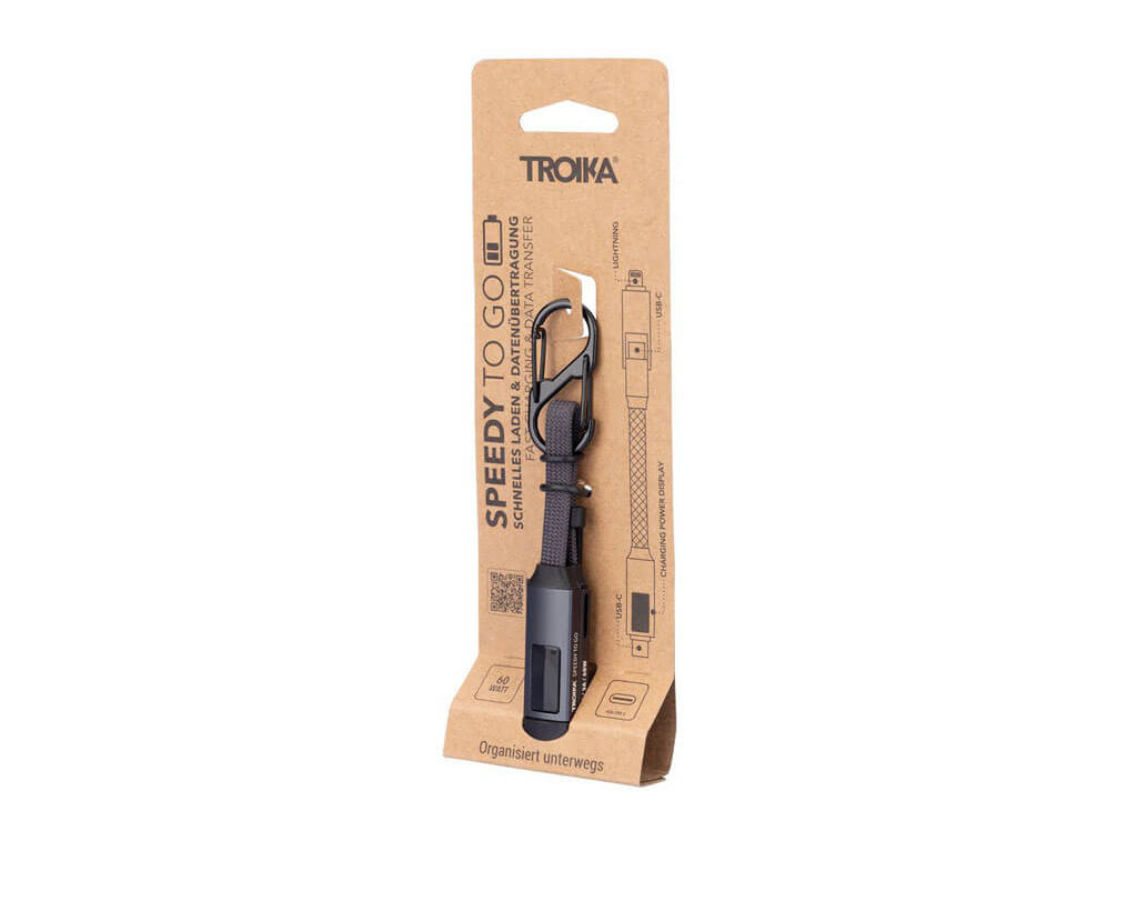 TROIKA Bag Charm Speedy To Go Titanium – CBL60/TI with packaging