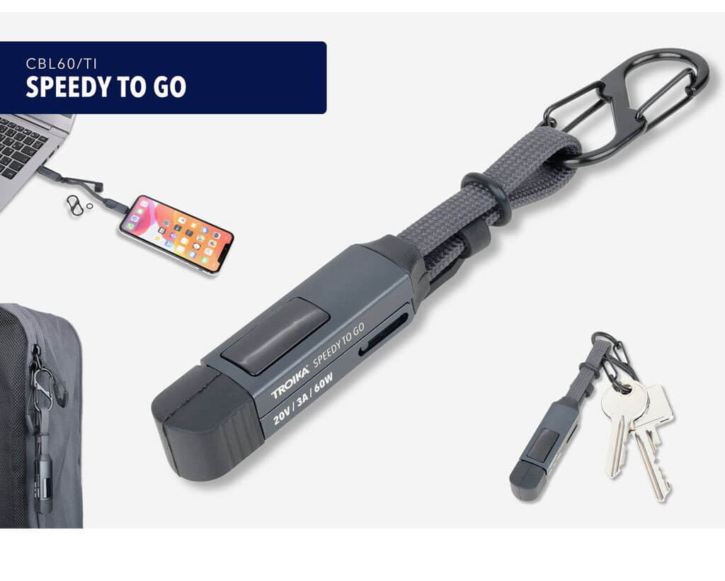 TROIKA Bag Charm Speedy To Go Titanium – CBL60/TI in different perspectives
