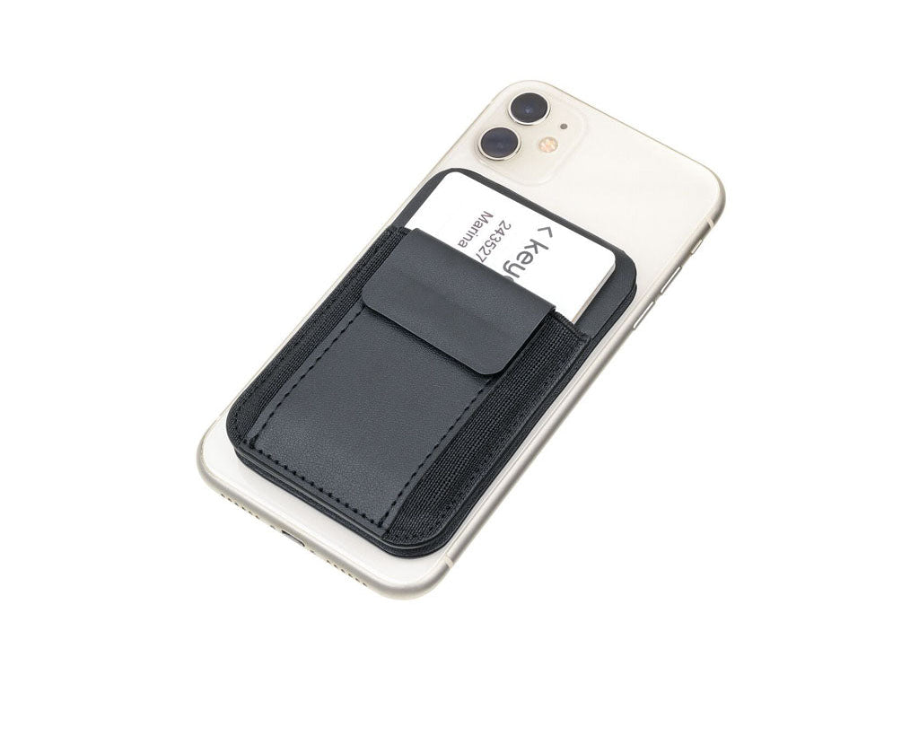 TROIKA Card Case Cash Cards Key Black – CCM25/BK attached to phone