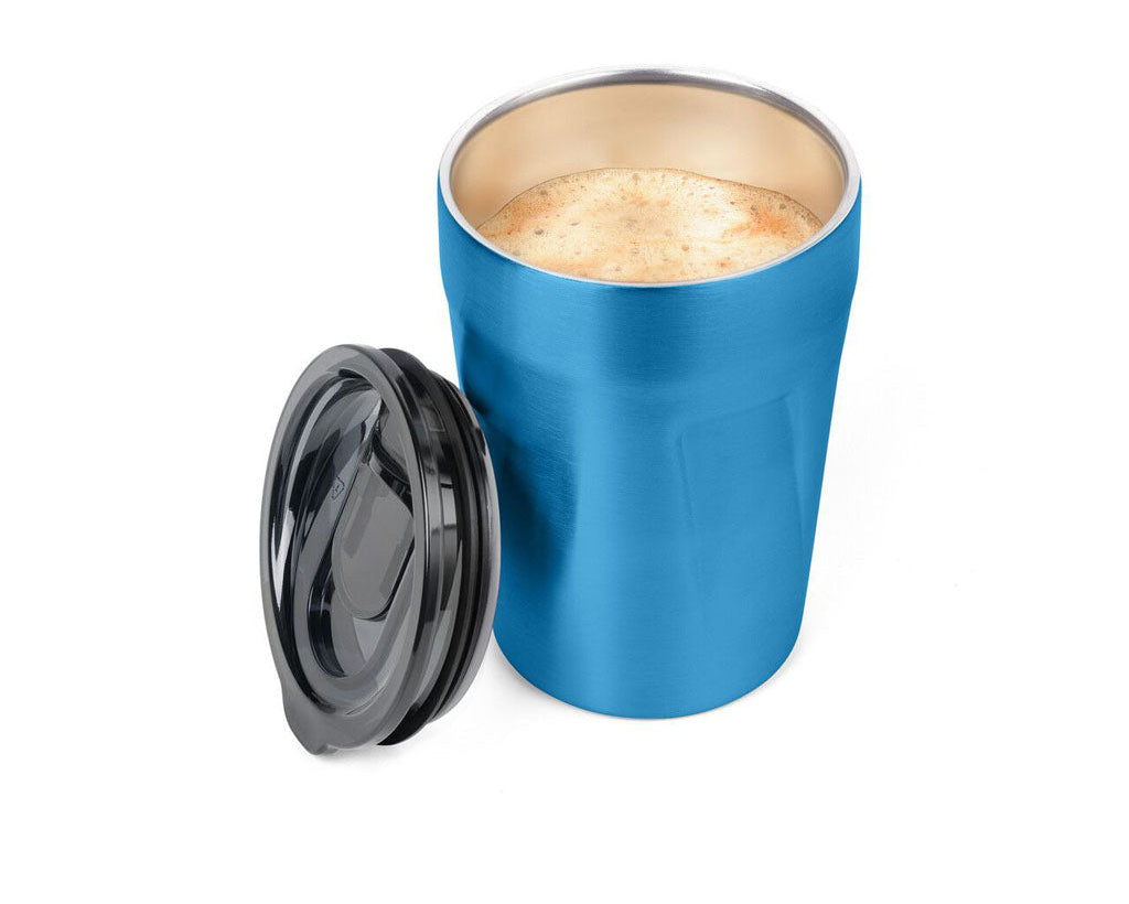 TROIKA Thermo mug "CUP-UCCINO" - blue stainless steel travel mug
