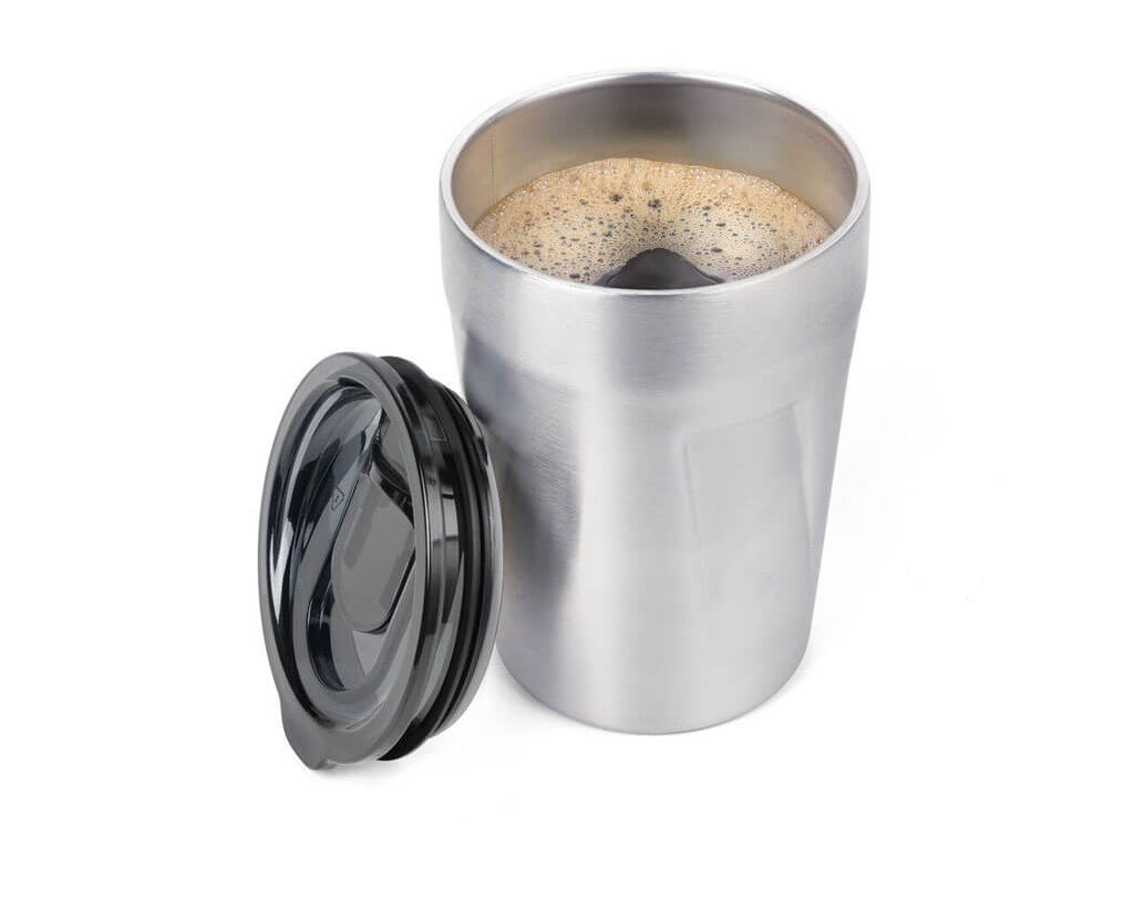 TROIKA Thermo mug "CUP-UCCINO" - silver stainless steel travel mug