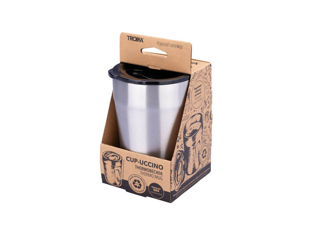 TROIKA CUP-UCCINO silver - view of ergonomic packaging