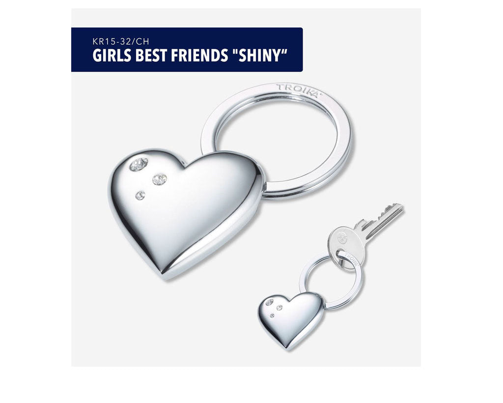 TROIKA Keychain Girls Best Friends Shiny – KR15-32/CH with SWAROVSKI® ELEMENTS with and without key