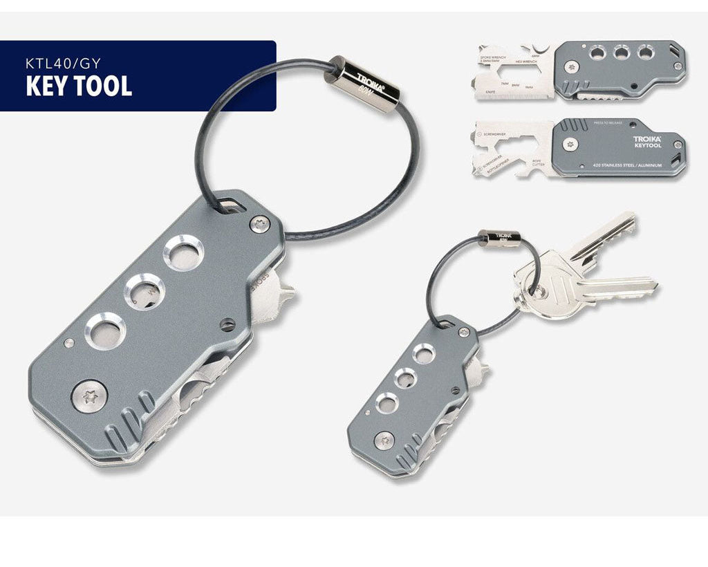TROIKA Mini Tool Key Tool Grey – KTL40/GY in different perspectives