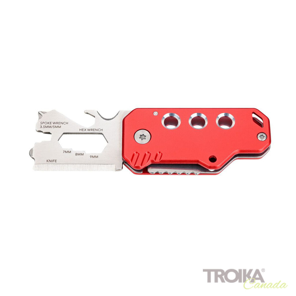 TROIKA Mini Tool Key Tool Red – KTL40/RD showing tools, back