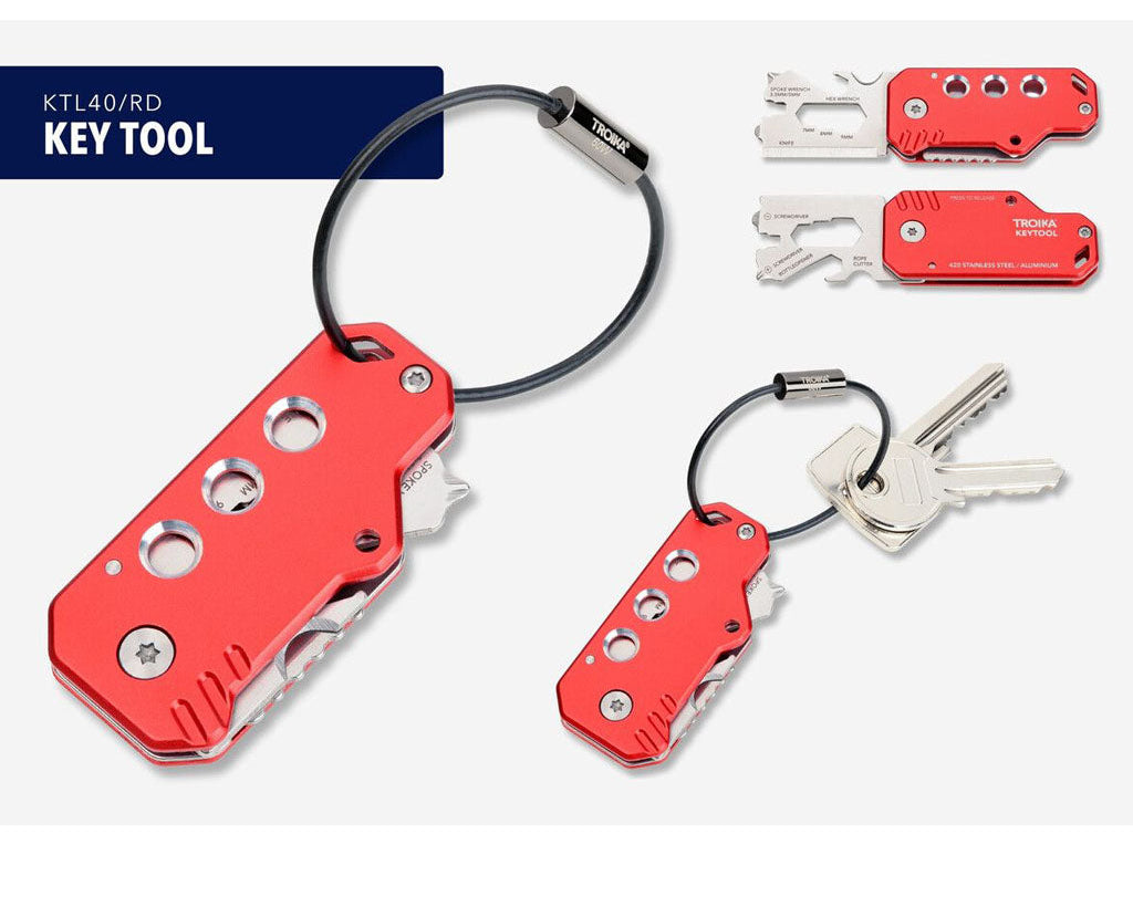 TROIKA Mini Tool Key Tool Red – KTL40/RD in different perspectives