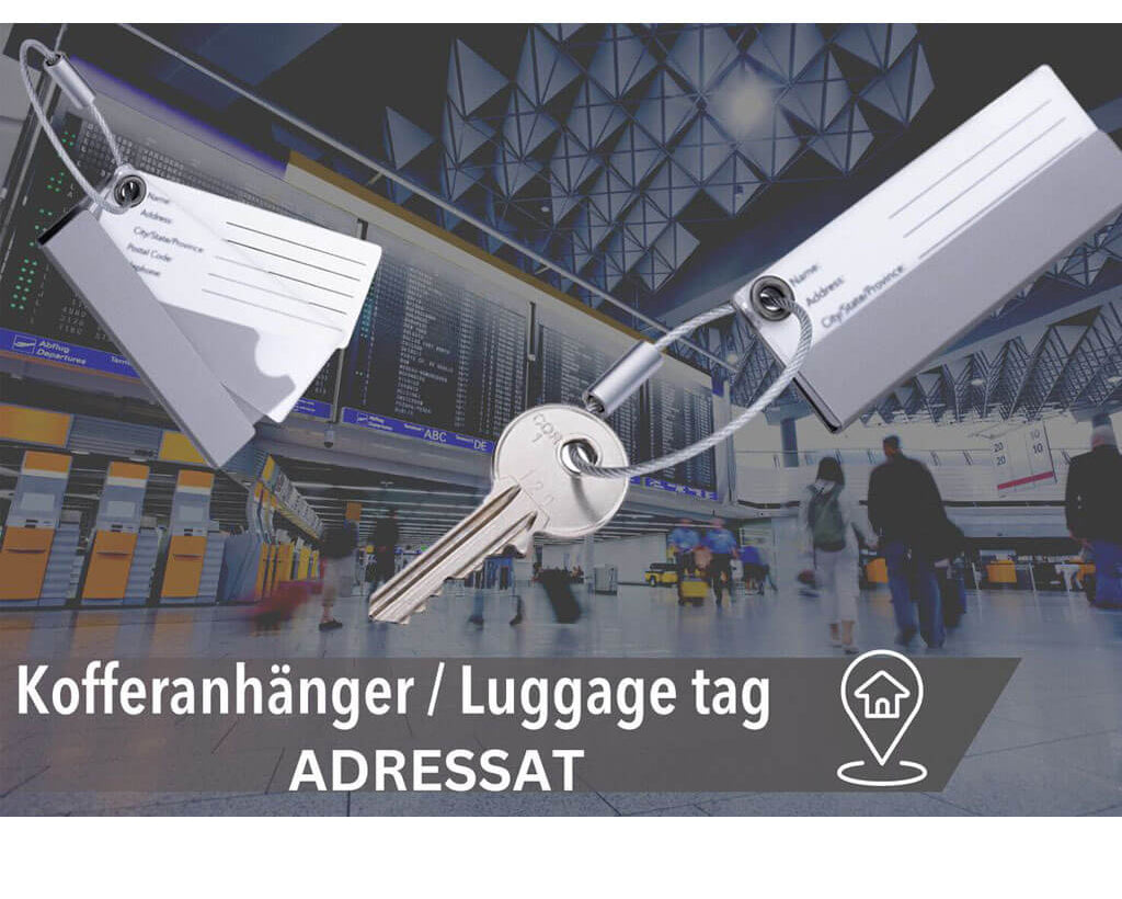TROIKA Luggage Tag Adressat – LTG01/AL, silver with white address tag