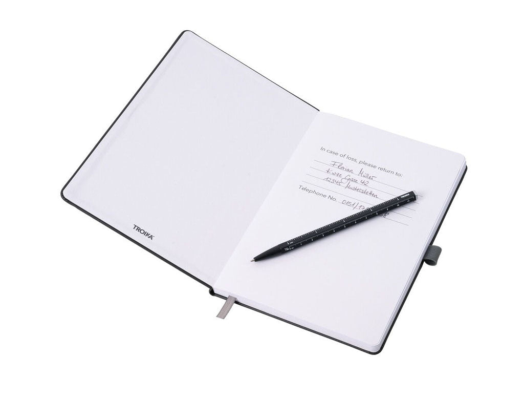 TROIKA Notepad "SLIMPAD A5" - Black opened