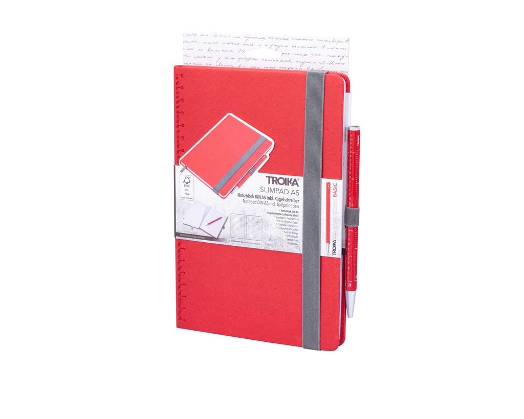 TROIKA Notepad "SLIMPAD A5" - Red
