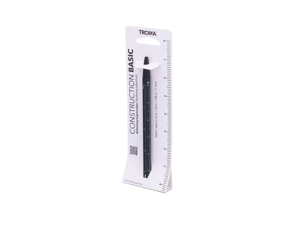 TROIKA Multitasking ballpoint pen "CONSTRUCTION BASIC" - black packaging