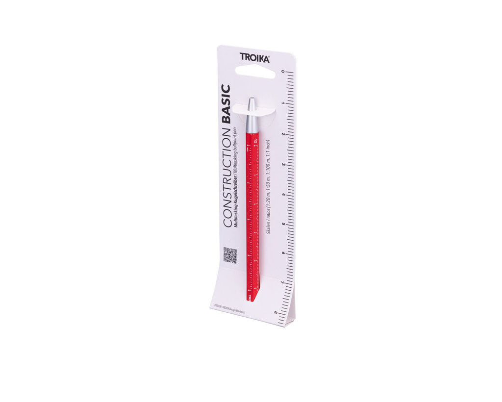 TROIKA Multitasking ballpoint pen "CONSTRUCTION BASIC" - Red packaging