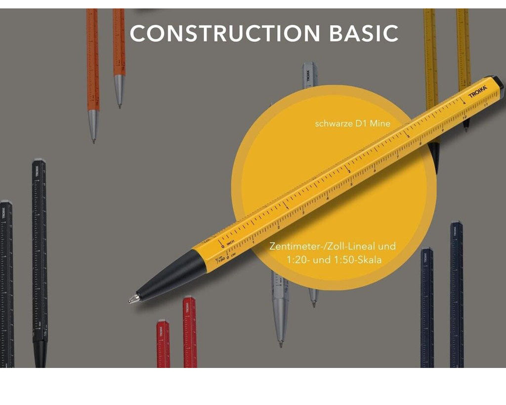 TROIKA Multitasking ballpoint pen "CONSTRUCTION BASIC" - yellow lifestyle