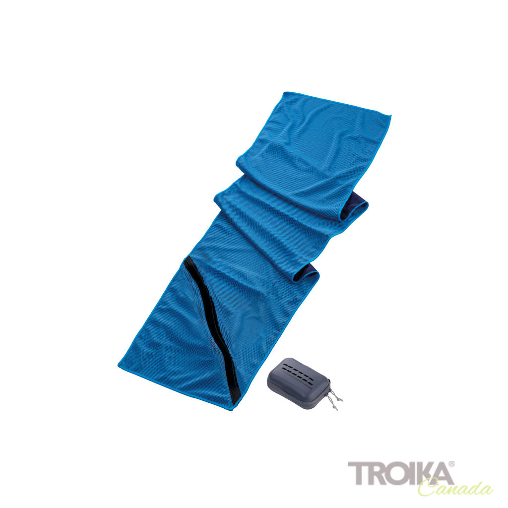 TROIKA Cooling Towel Schwitzableiter Blue – TWL20/DB with zip pocket